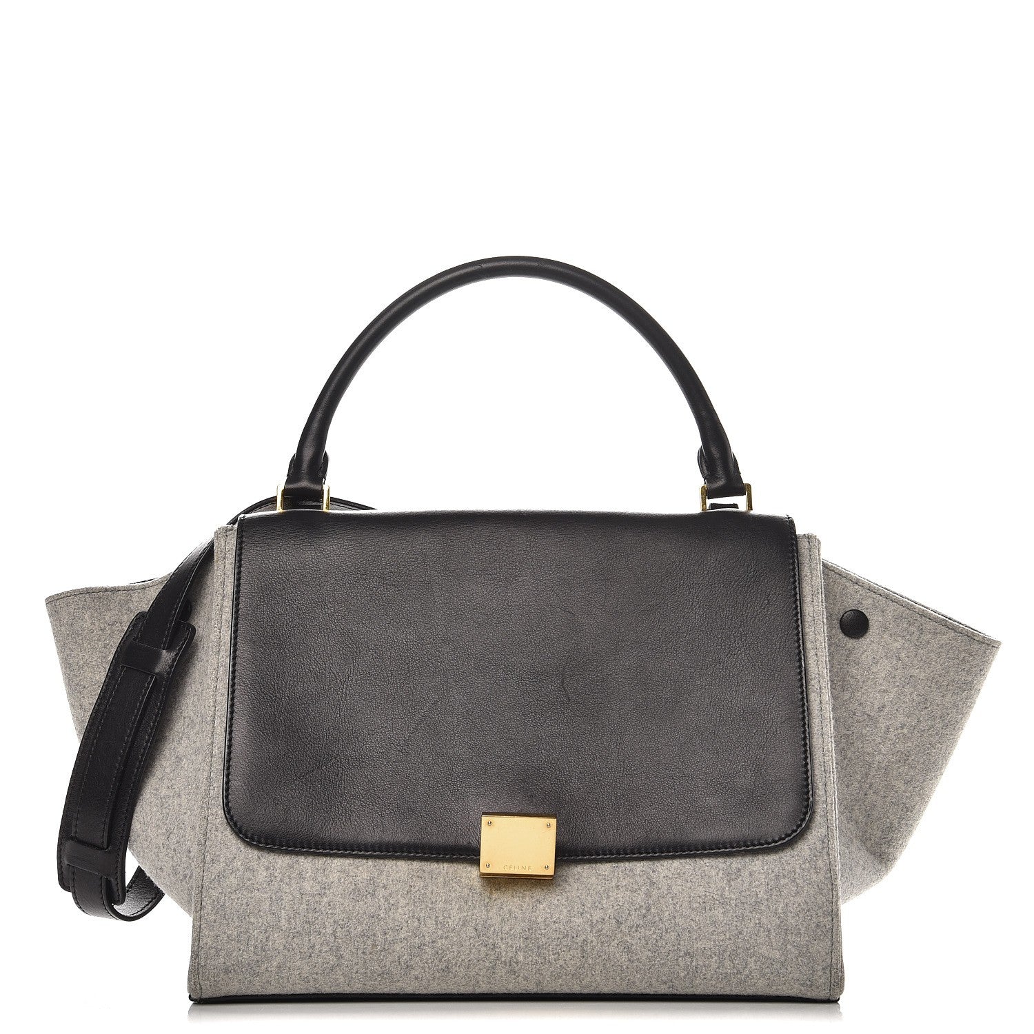 Celine Felt Smooth Calfskin Medium Trapeze Pearl Grey 1 of 12