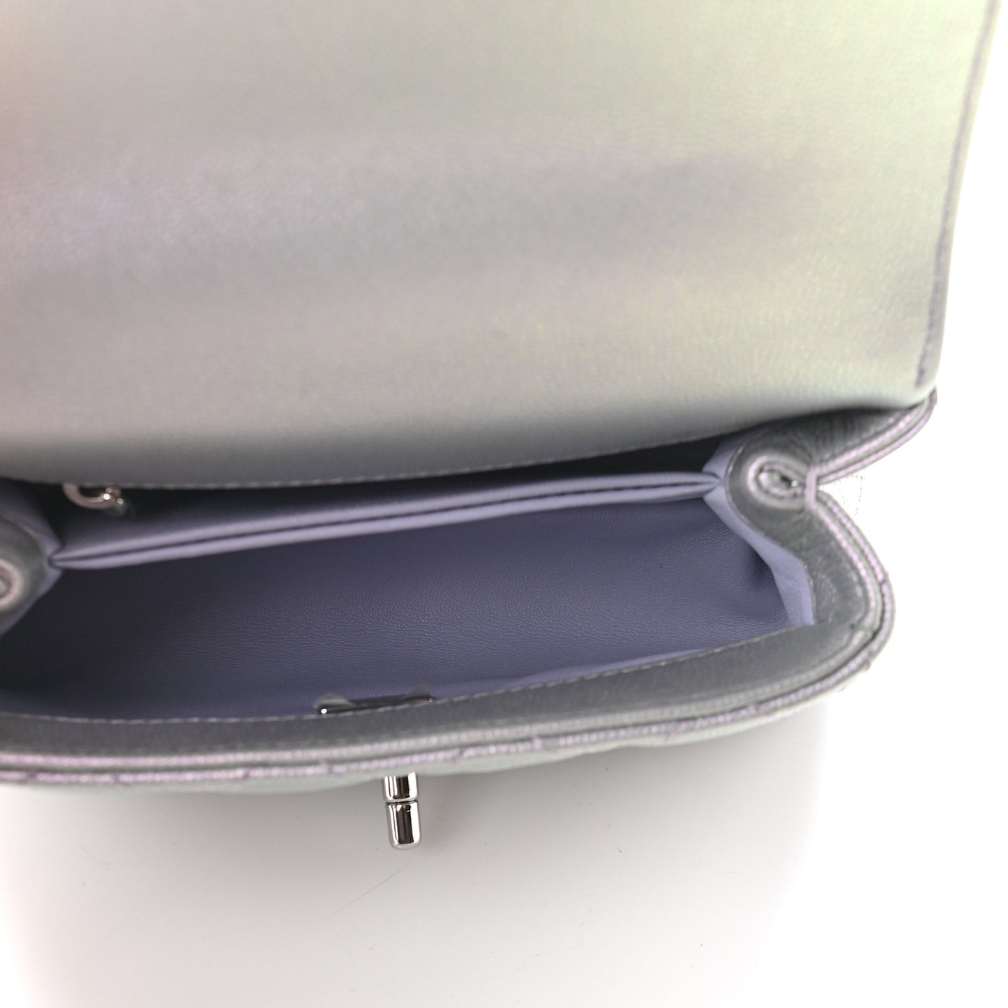 Iridescent Caviar Quilted Extra Mini Coco Handle Flap Purple