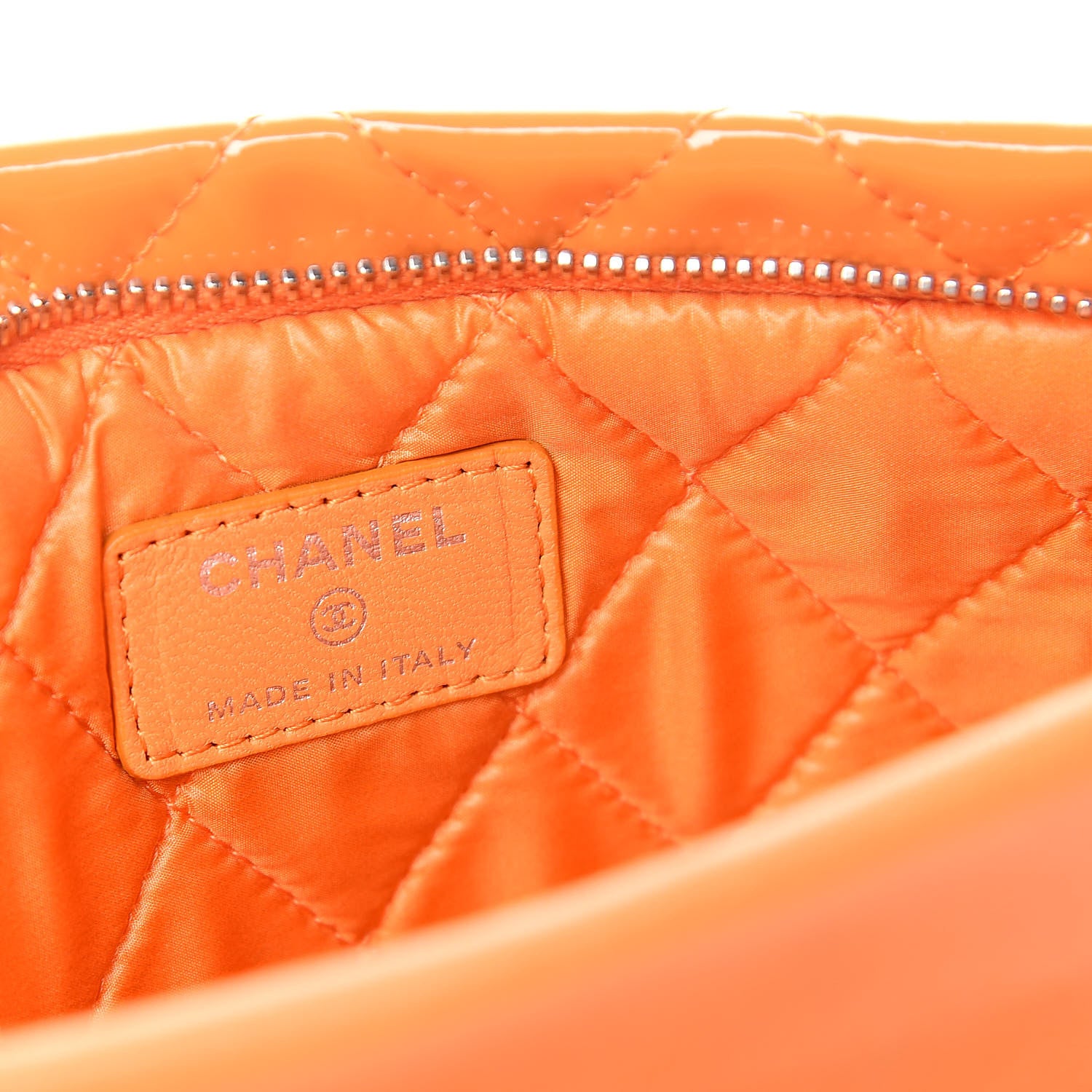 Chanel Patent Calfskin Quilted Beauty CC Clutch Orange 6 of 8