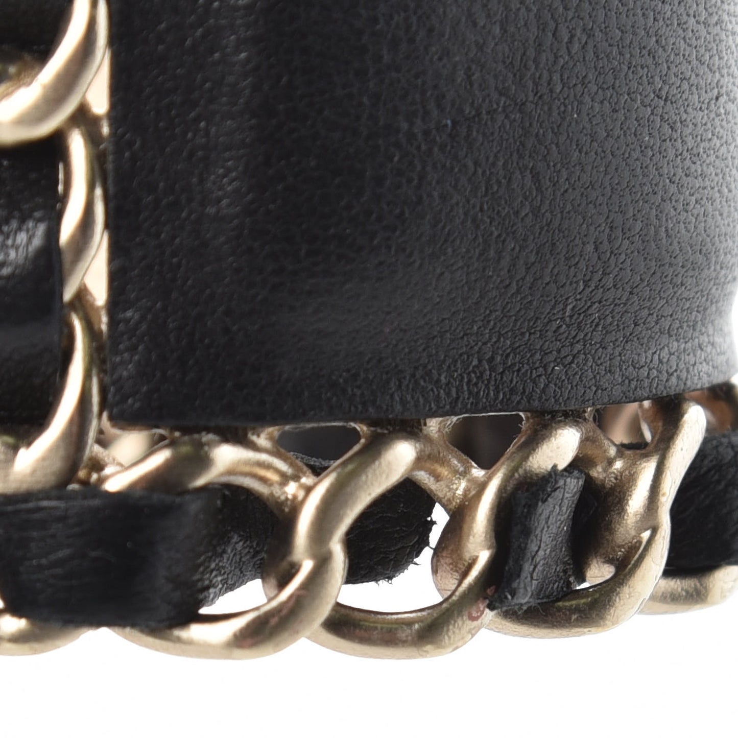 Lambskin Chain CC Cuff Black Gold