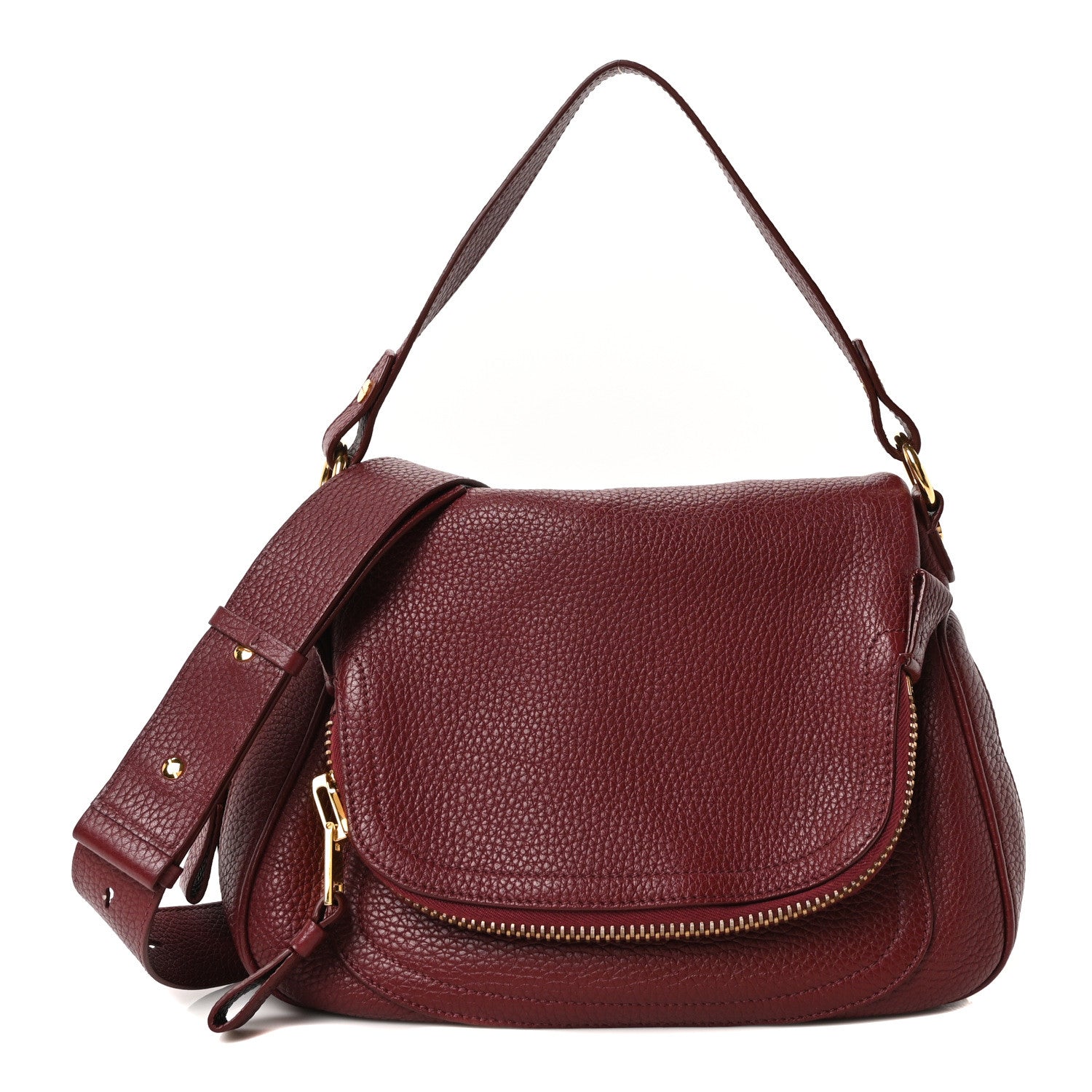 Tom Ford Grained Calfskin Medium Jennifer Crossbody Cabernet 1 of 9