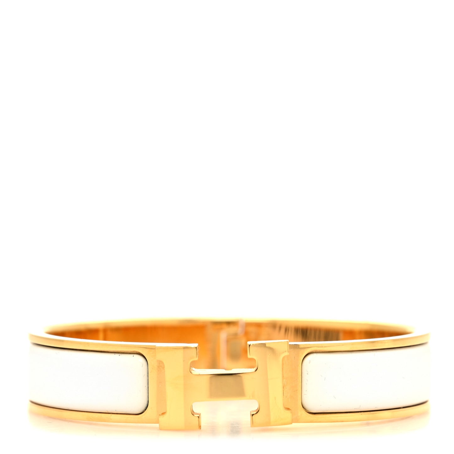 Enamel Narrow Clic Clac H Bracelet PM White