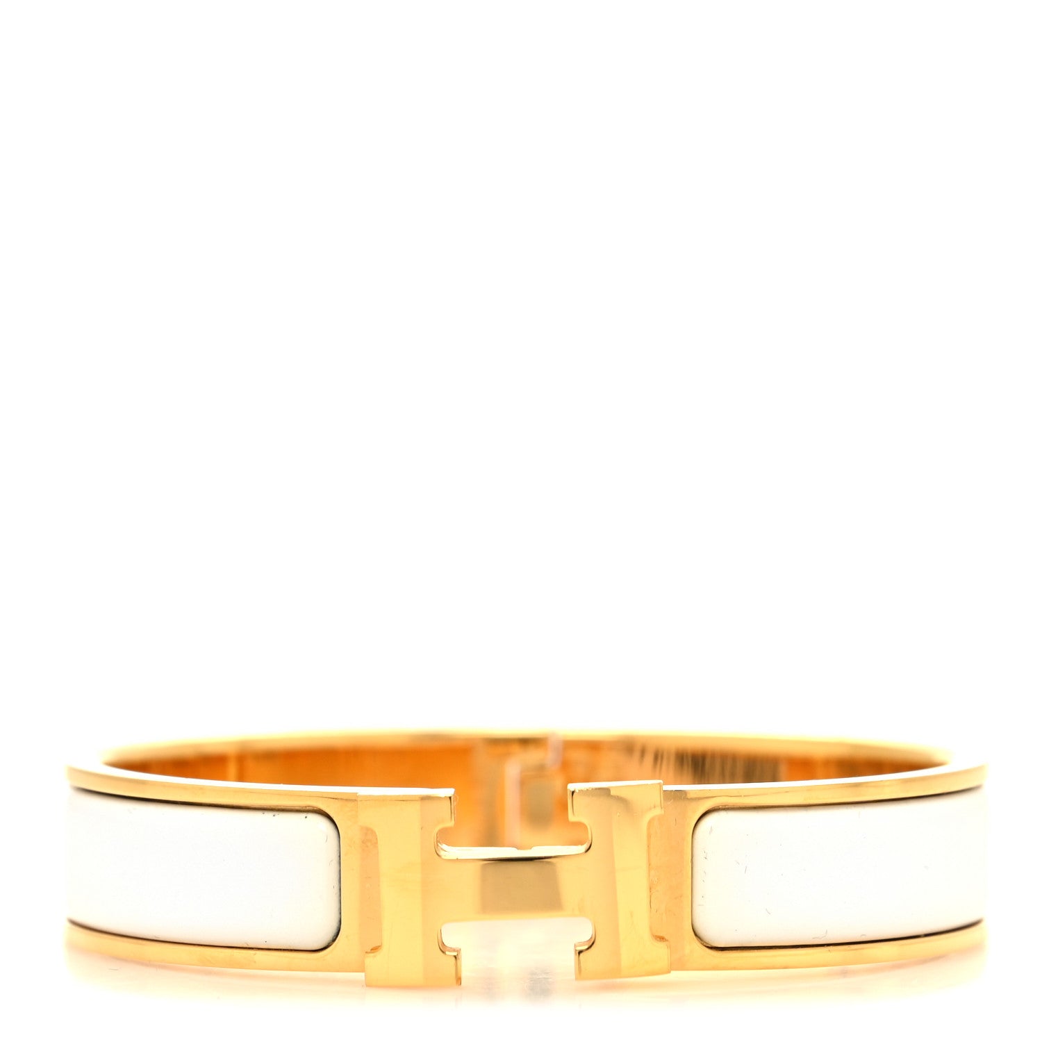Hermes Enamel Narrow Clic Clac H Bracelet PM White 1 of 5