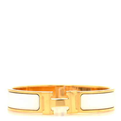 Hermes Enamel Narrow Clic Clac H Bracelet PM White 1 of 5