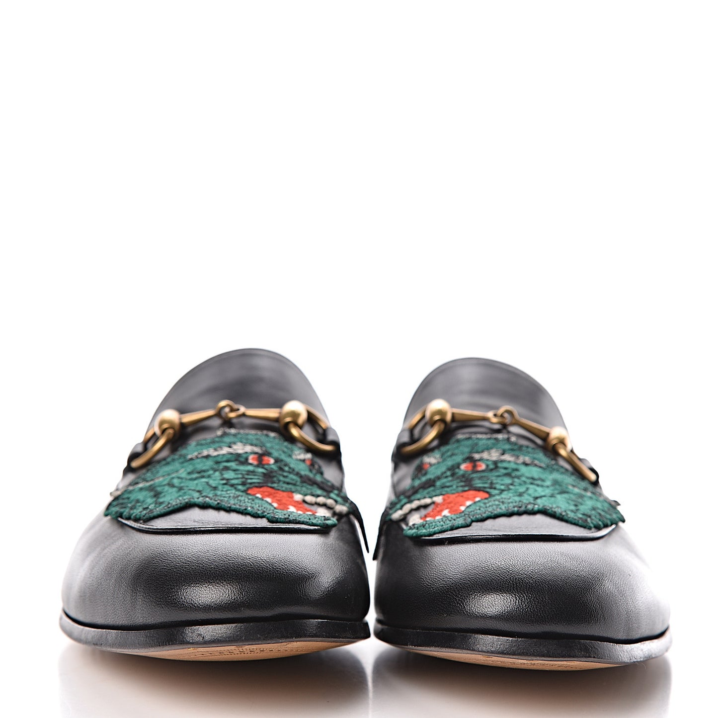 Lambskin Wolf Embroidered Mens Brixton Horsebit Loafers 7.5 Black