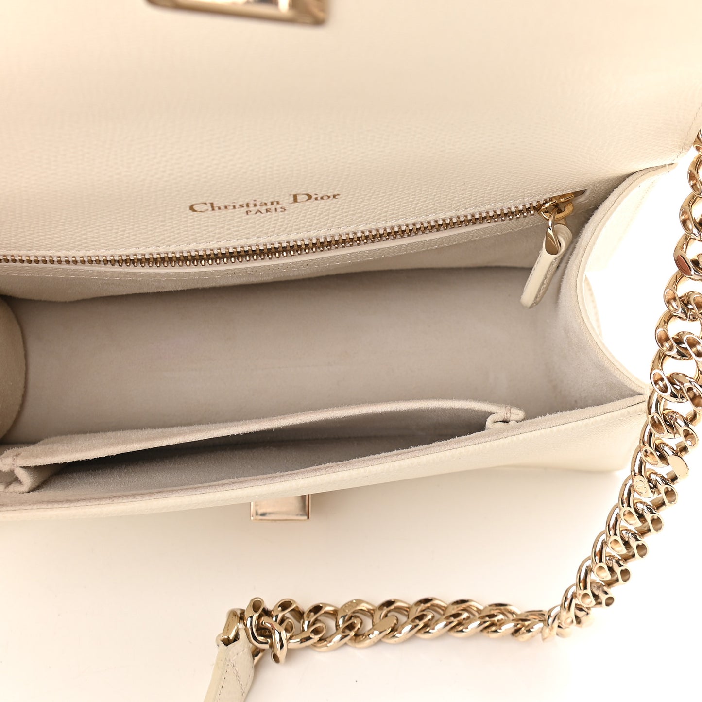 Grained Calfskin Cannage Small Diorama Flap Bag Off White