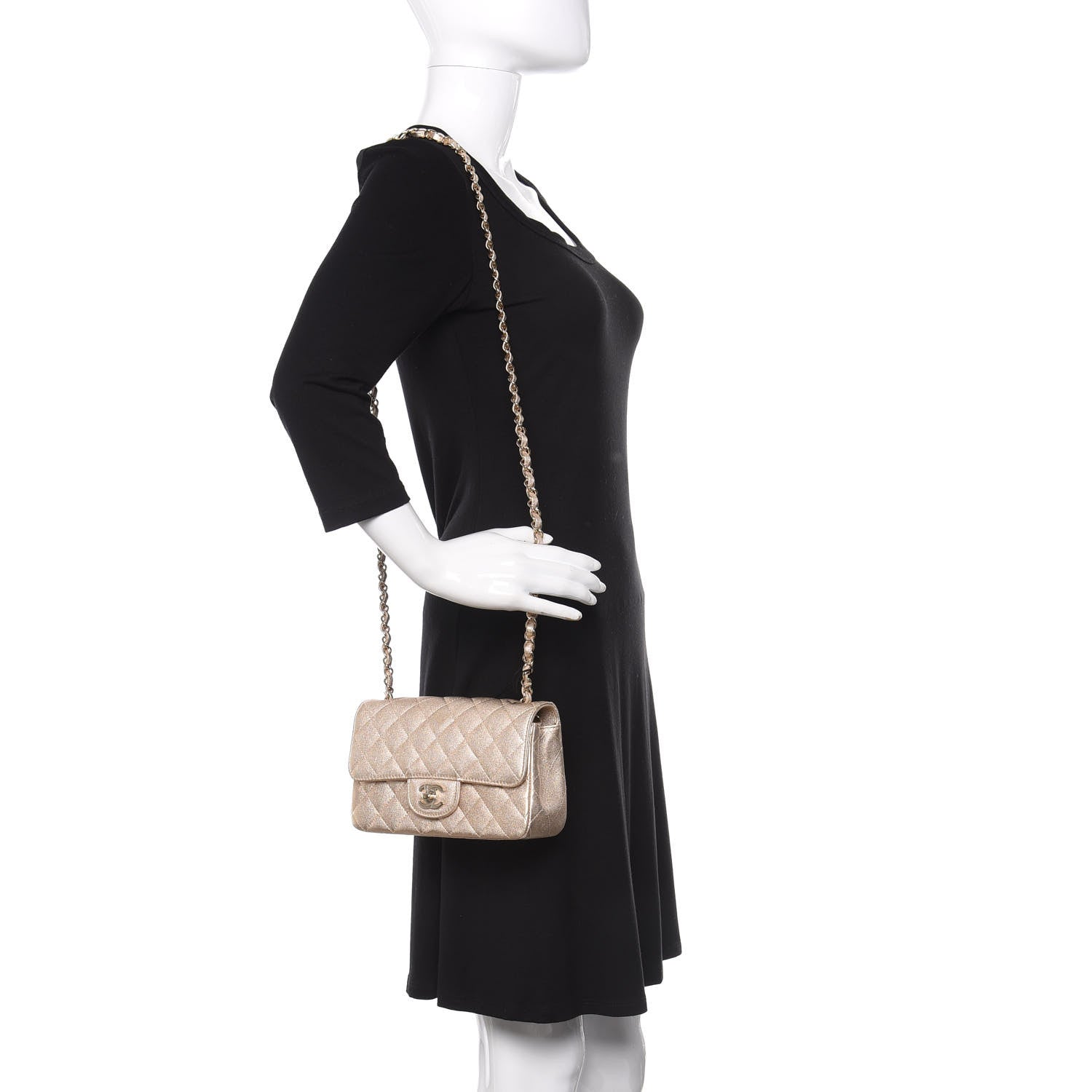 Chanel Metallic Lambskin Quilted Mini Rectangular Flap Gold 2 of 10