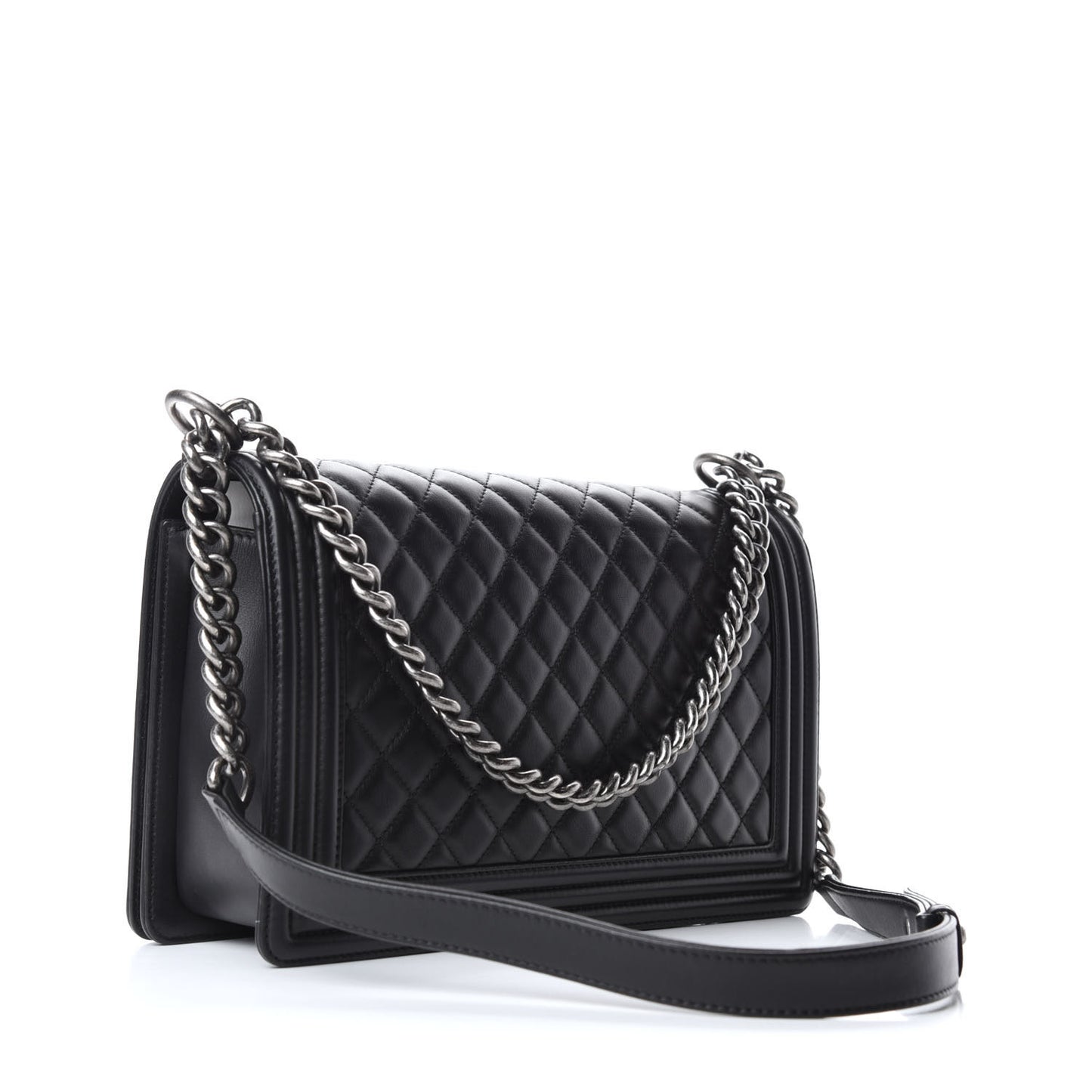 Calfskin Quilted New Medium Boy Flap Black