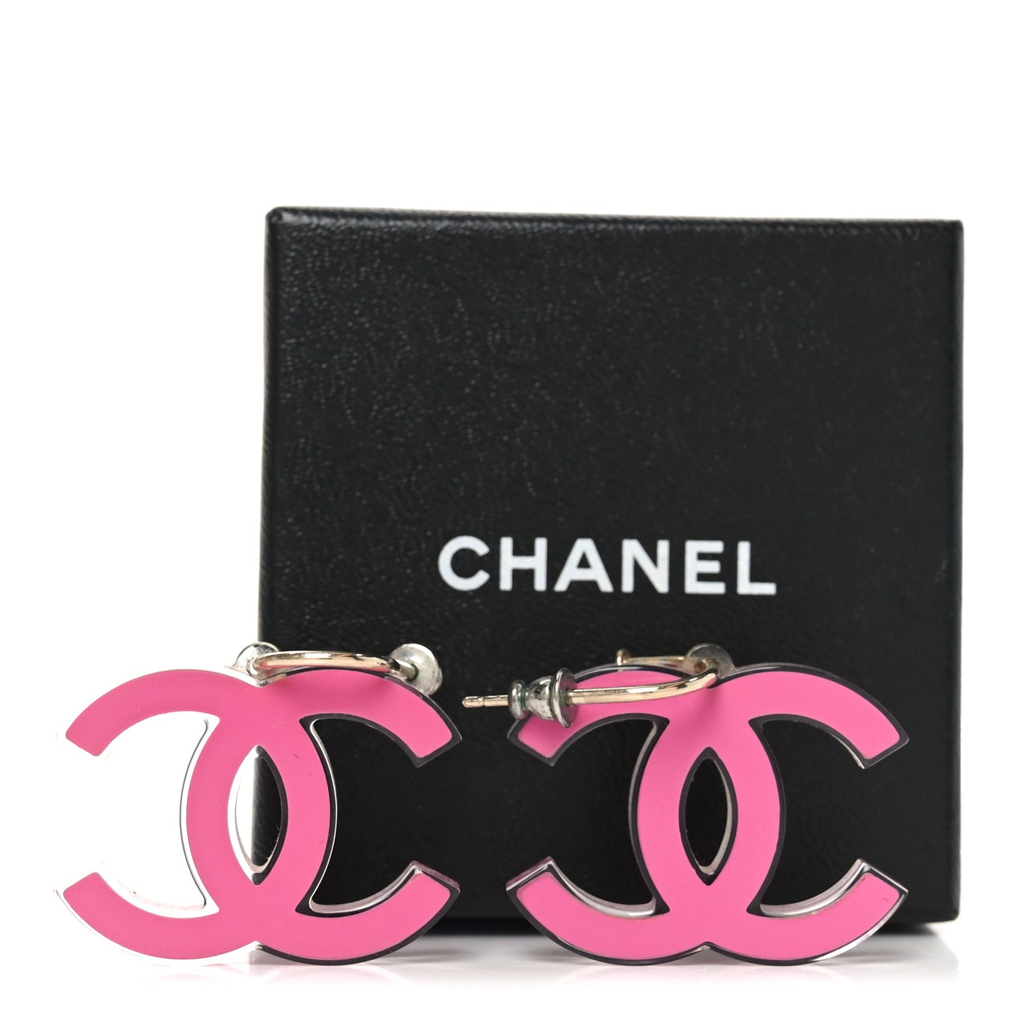 Lucite CC Drop Earrings Pink