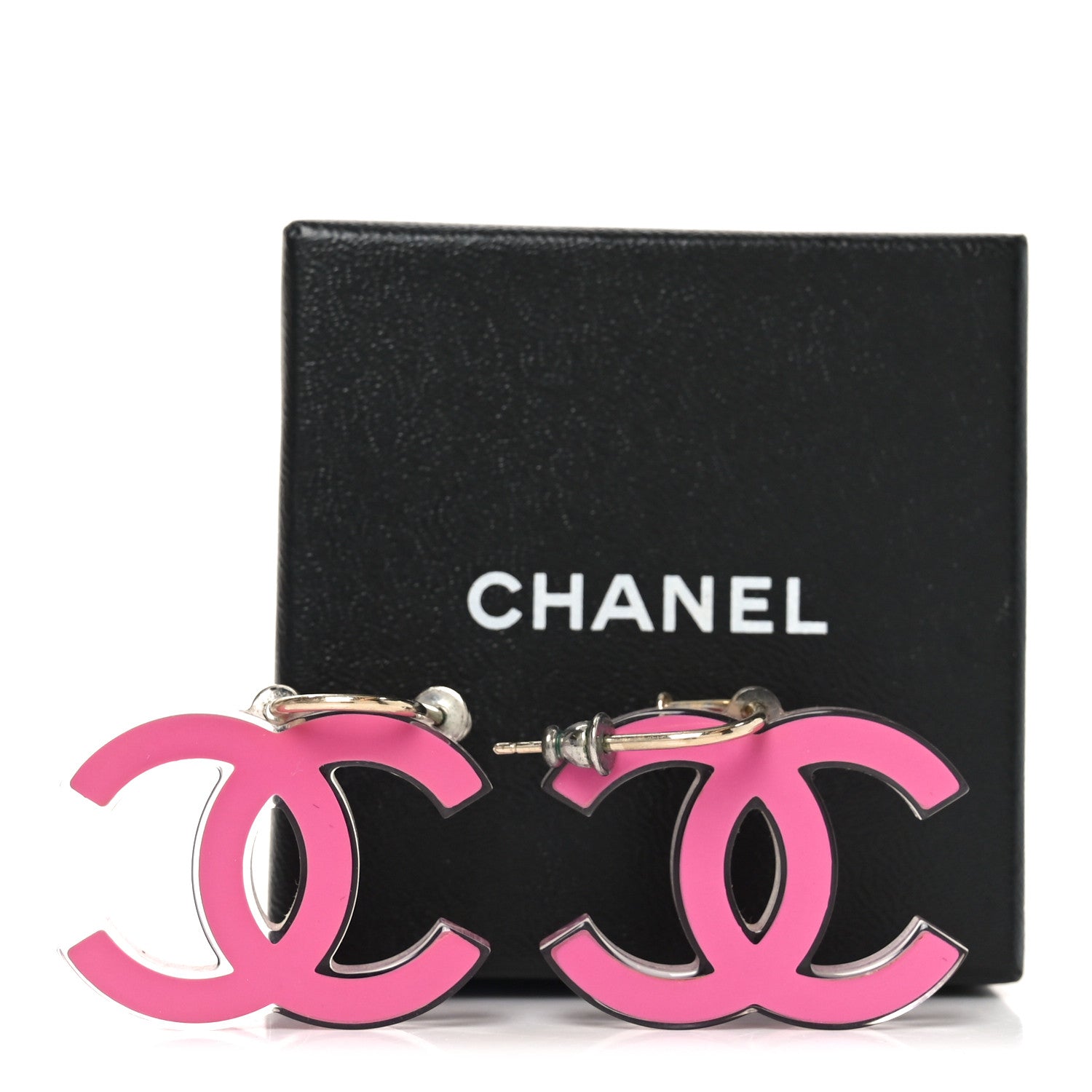 Chanel Lucite CC Drop Earrings Pink 5 of 5