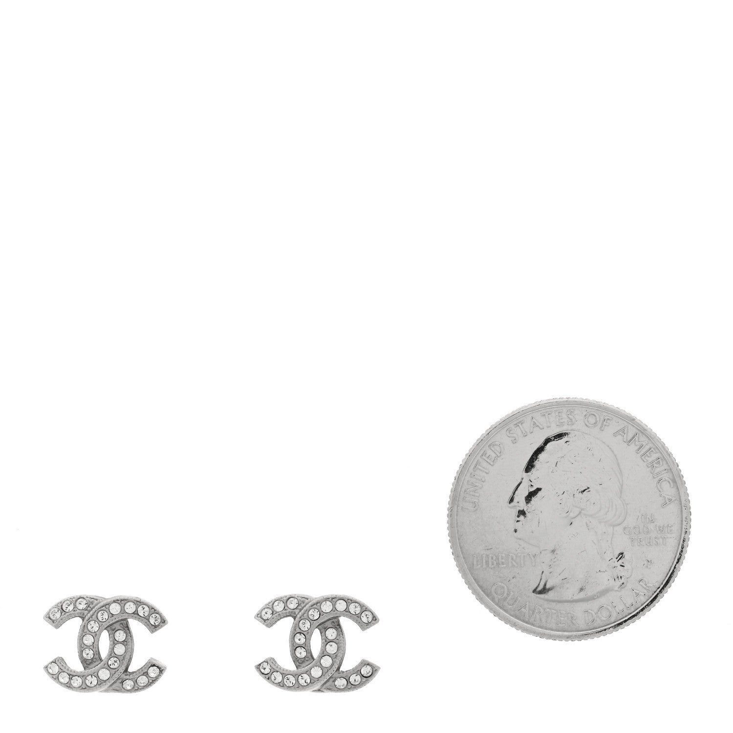 Chanel Crystal CC Earrings Silver 2 of 4