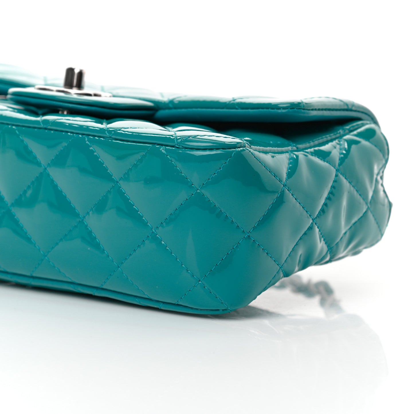 Patent Quilted Mini Rectangular Flap Turquoise