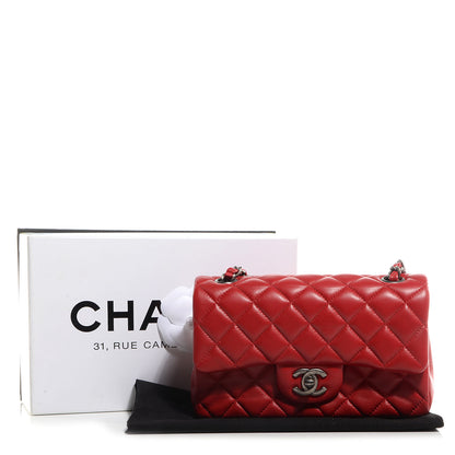 Chanel Lambskin Quilted Mini Rectangular Flap Red 9 of 9