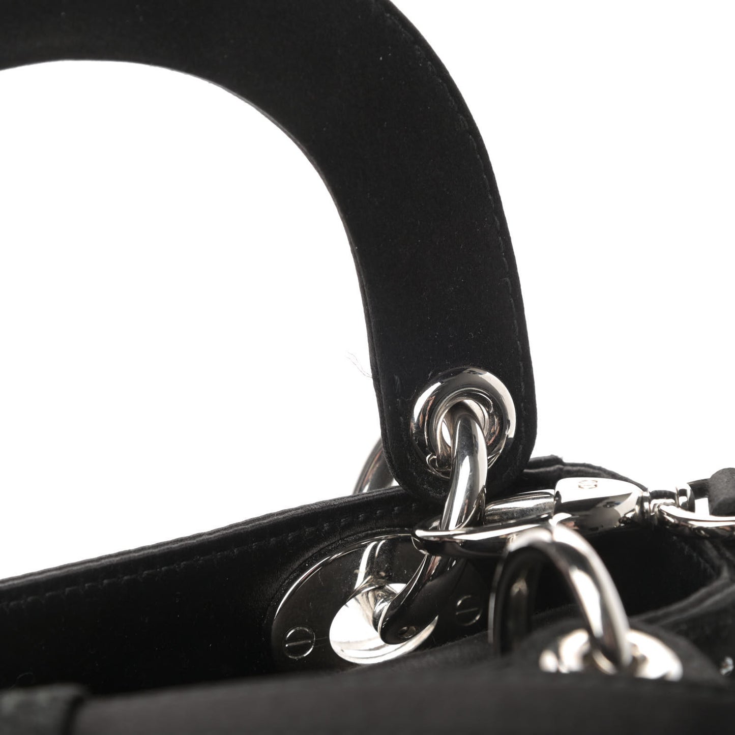 Satin Crystal Cannage Mini Lady Dior Black
