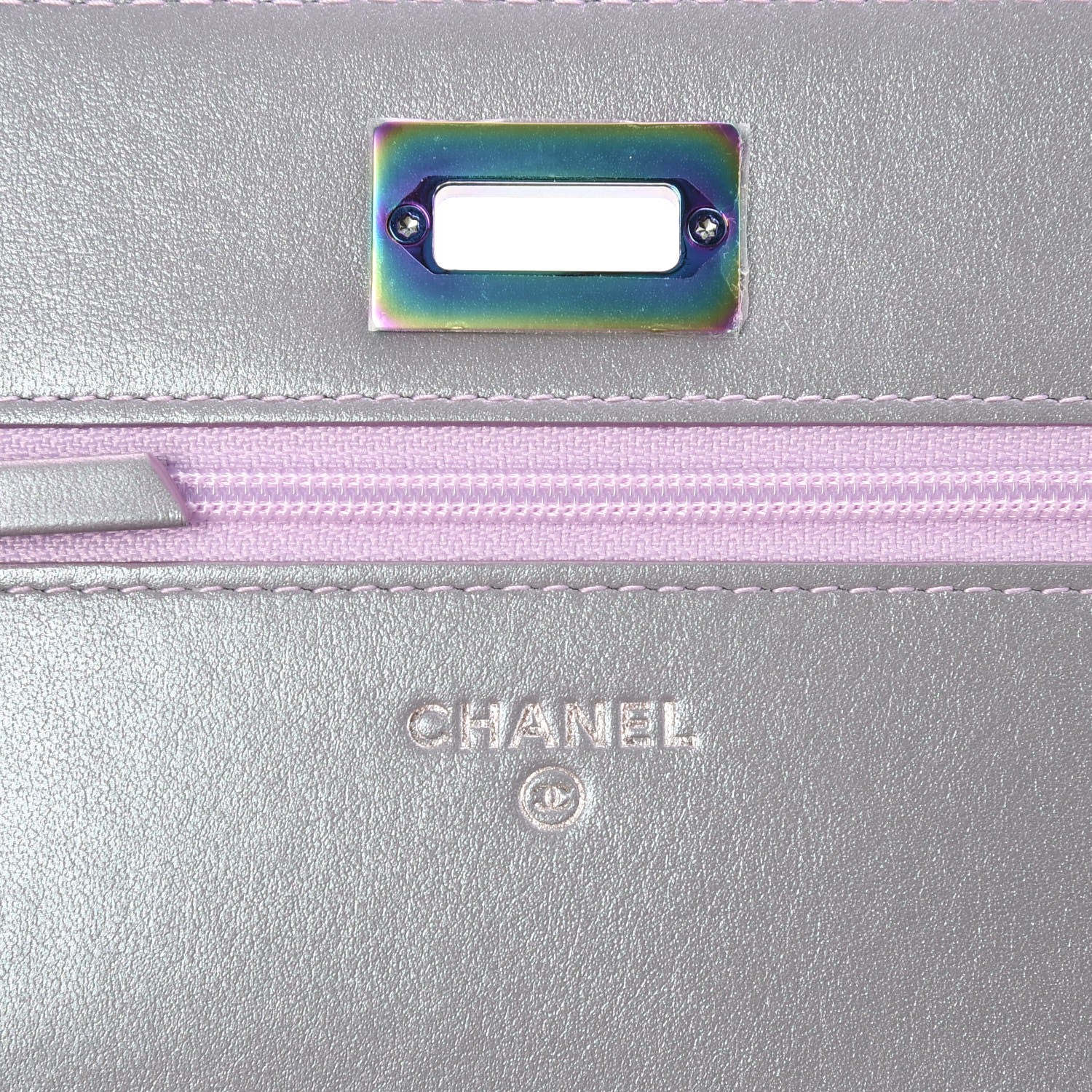 Chanel Iridescent Lambskin Quilted Reissue Wallet On Chain WOC Light Purple 6 of 9