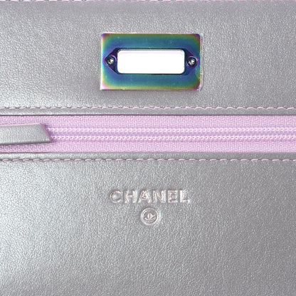Chanel Iridescent Lambskin Quilted Reissue Wallet On Chain WOC Light Purple 6 of 9