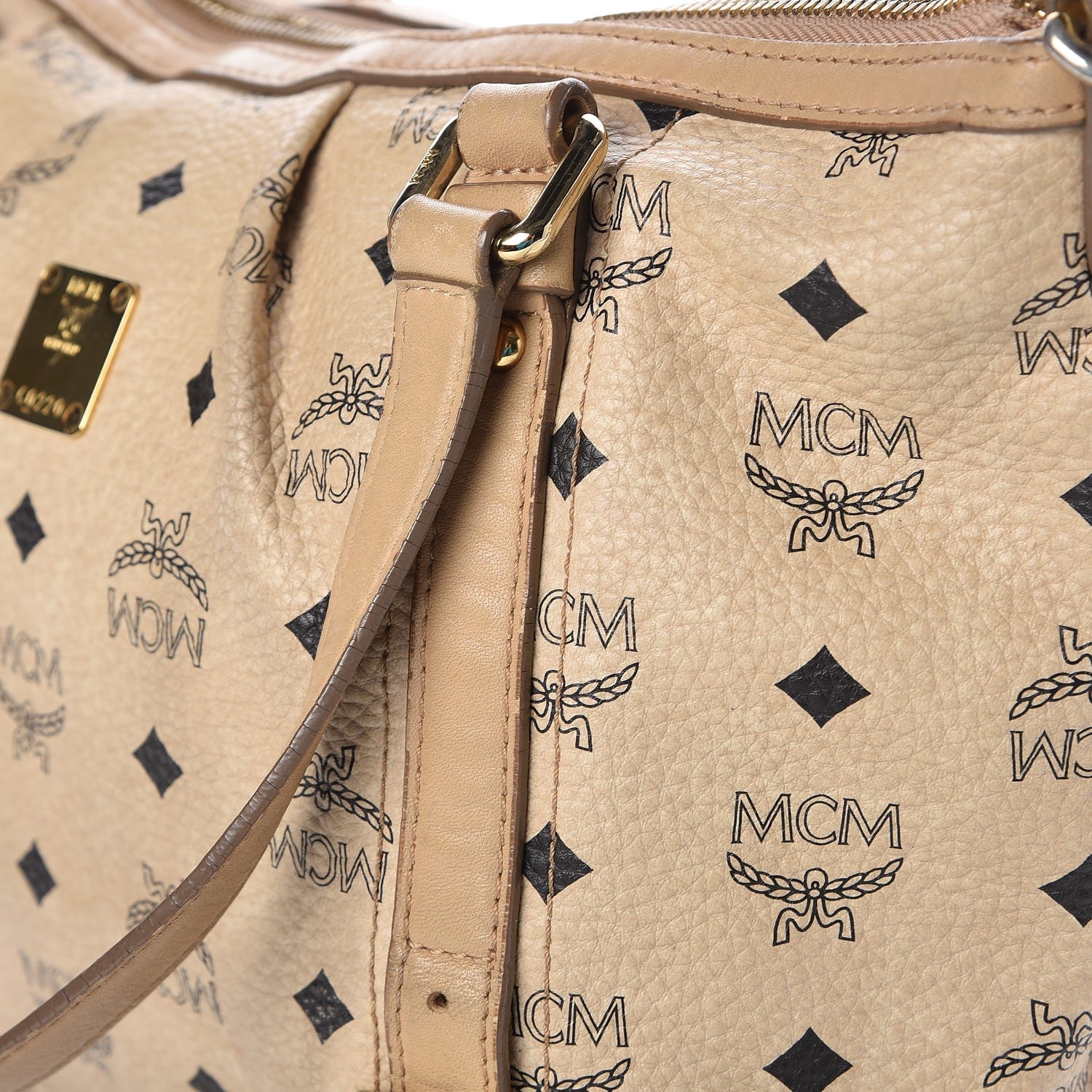MCM Visetos Medium Essentials Shopper Tote Beige 15 of 24