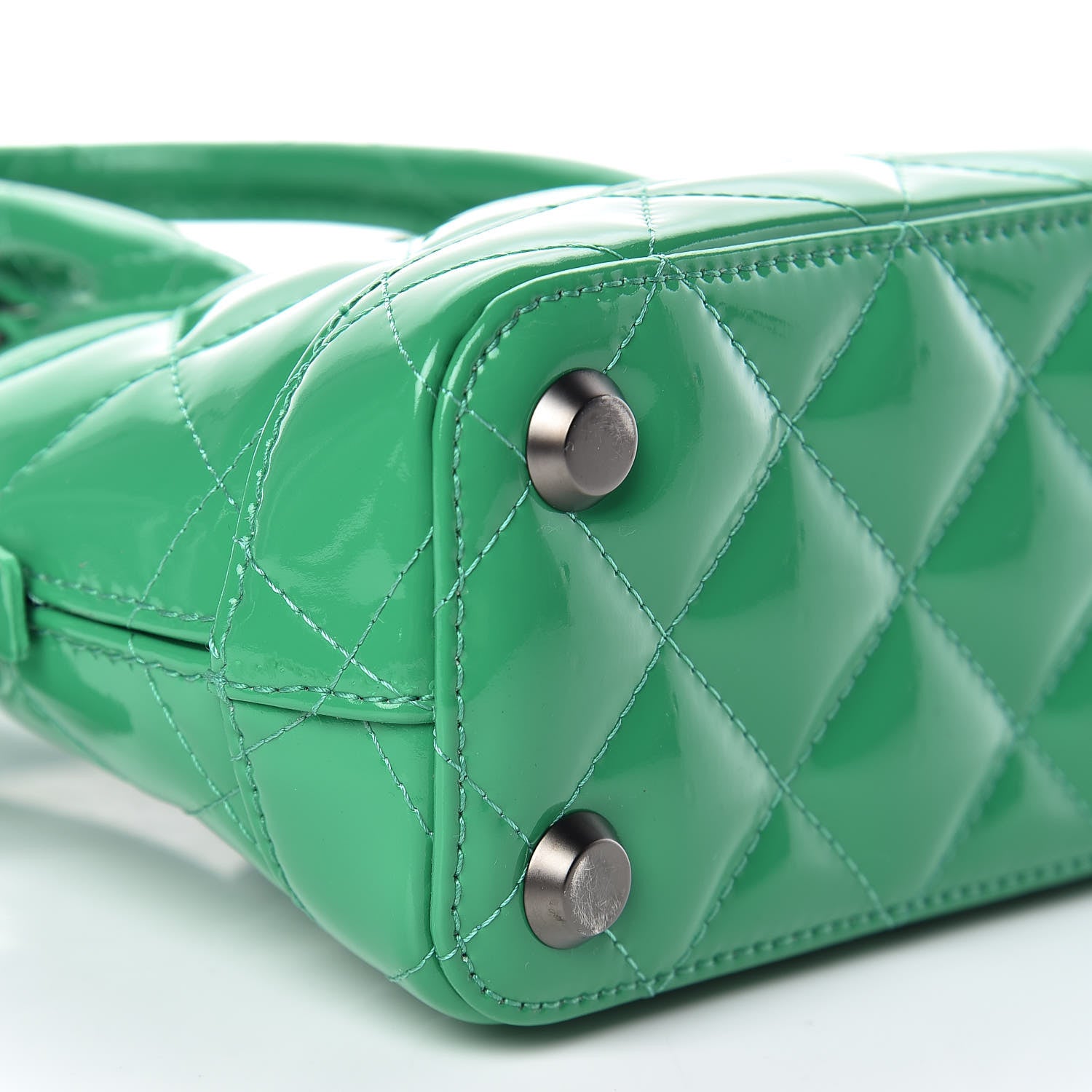 Balenciaga Faux Patent Quilted XXS Ville Top Handle Bag Green 9 of 10