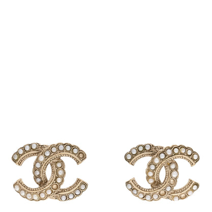 Chanel Pearl Queen of France CC Earrings Gold 1 of 8