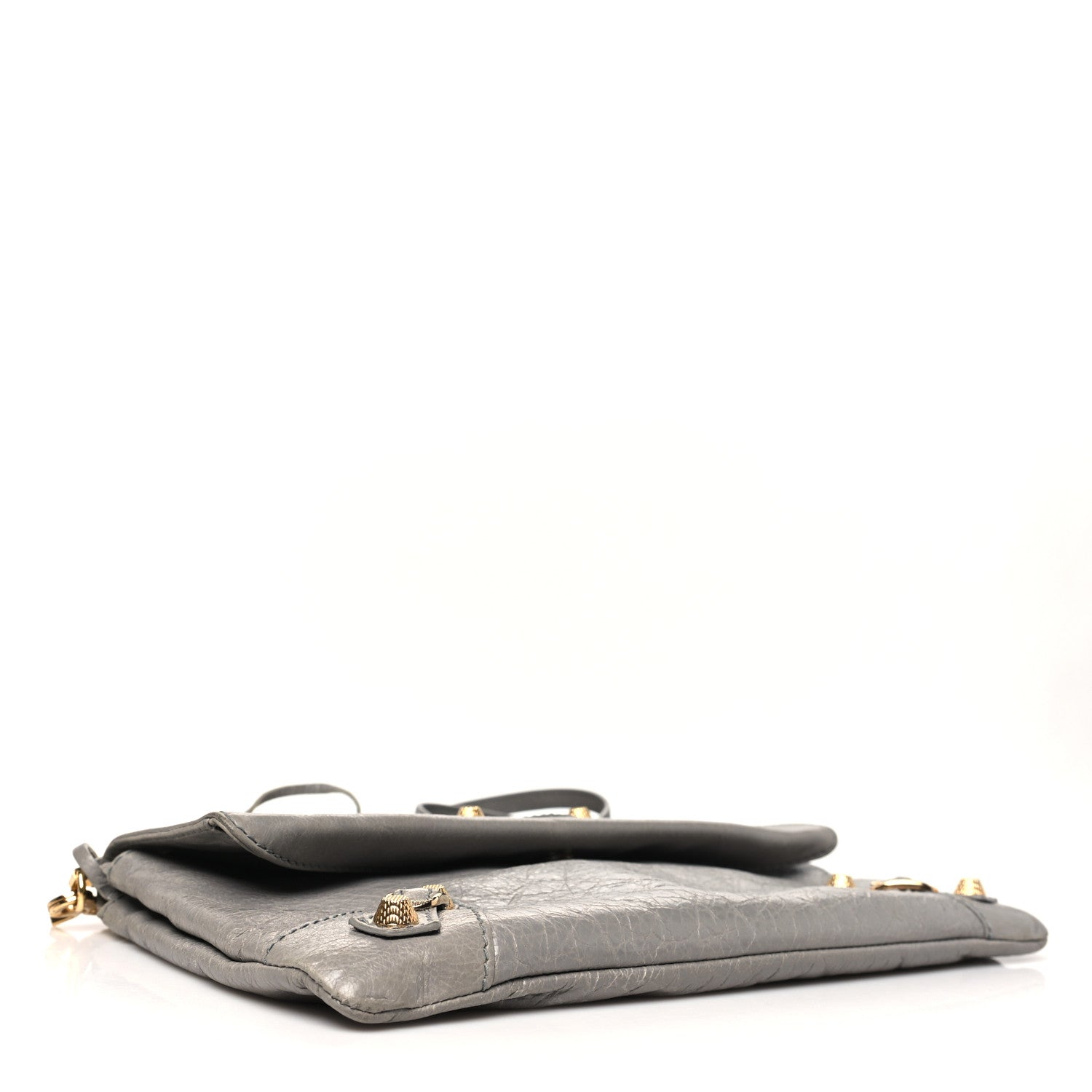 Balenciaga Agneau Giant 12 Gold Hardware Envelope Strap Clutch Gris Pyrite 5 of 13