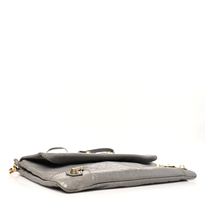 Balenciaga Agneau Giant 12 Gold Hardware Envelope Strap Clutch Gris Pyrite 5 of 13