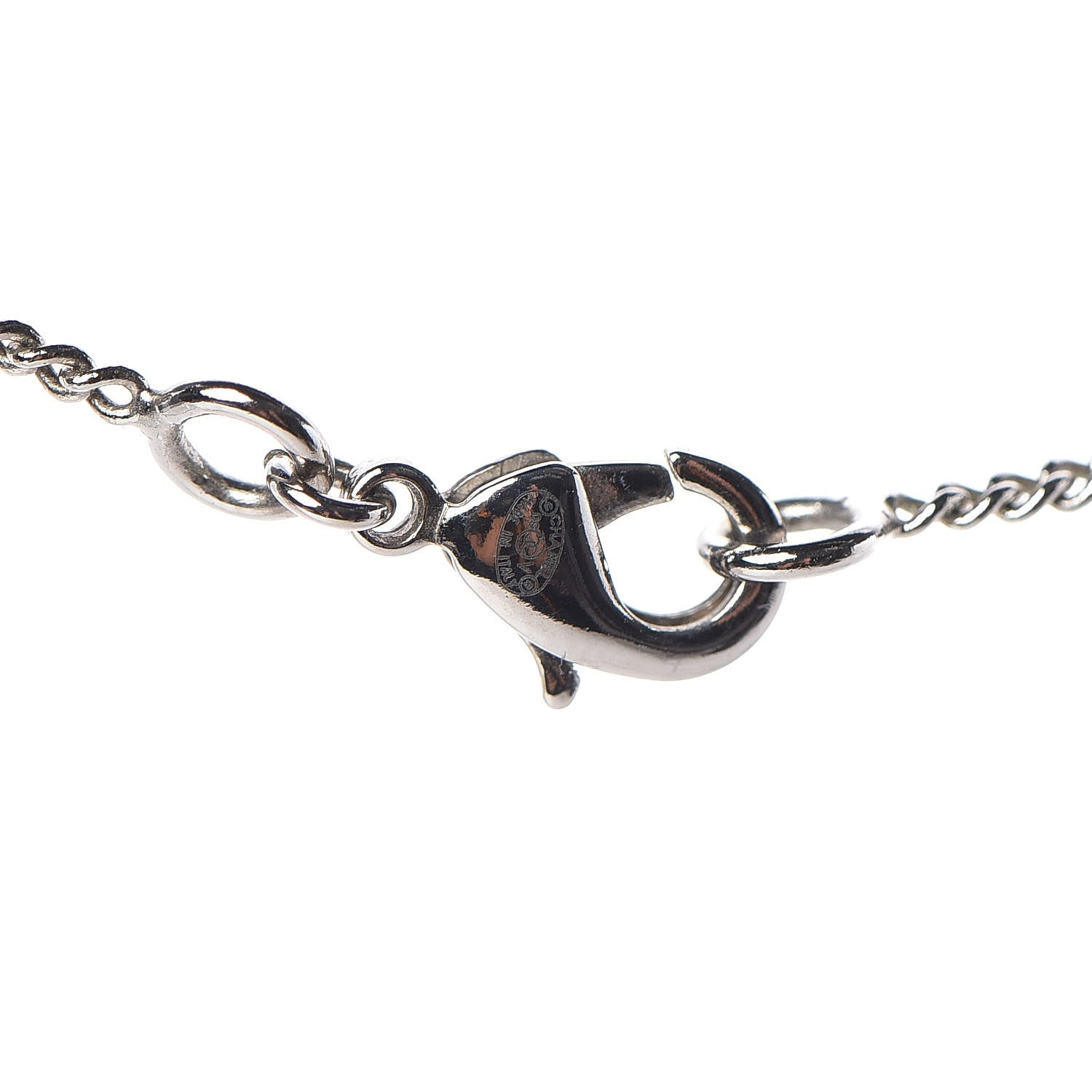 Chanel Crystal Timeless CC Necklace Silver 4 of 4