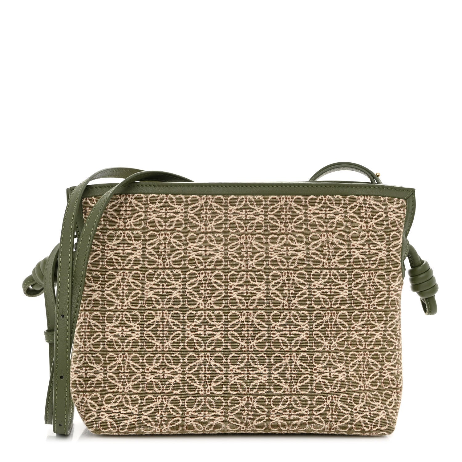 Loewe Jacquard Anagram Calfskin Mini Flamenco Knot Clutch Avocado Green 1 of 9