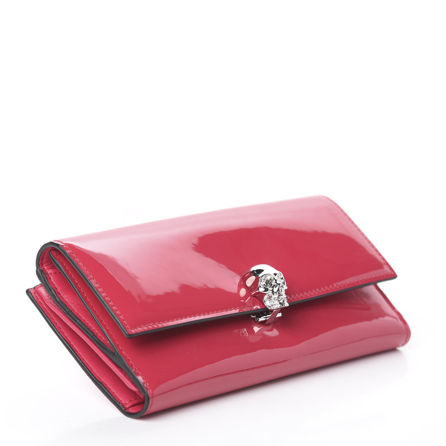 Alexander McQueen Patent Skull Continental Wallet Fuchsia Shock 3 of 5