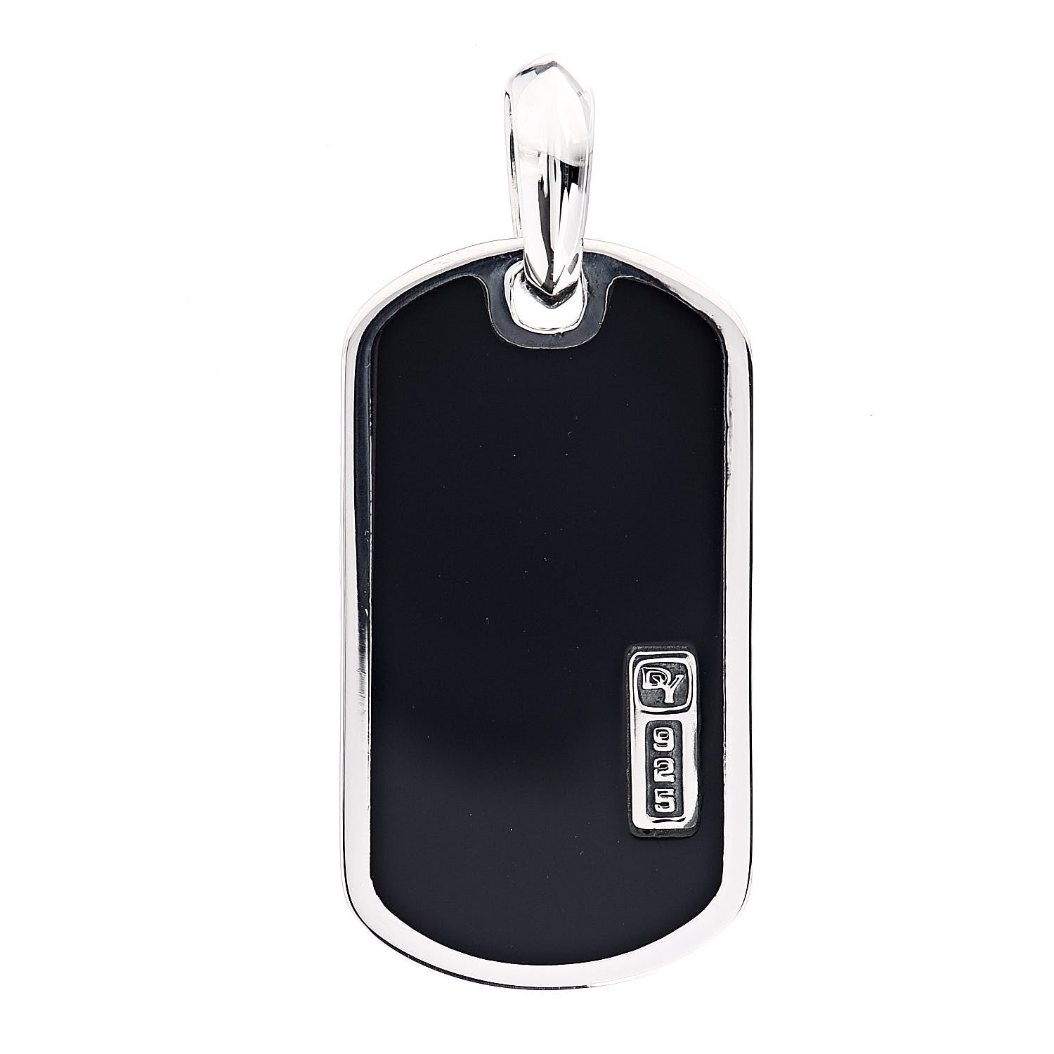 David Yurman Sterling Silver Black Onyx Exotic Stone Dog Tag Pendant 1 of 3