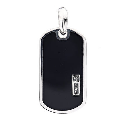 David Yurman Sterling Silver Black Onyx Exotic Stone Dog Tag Pendant 1 of 3