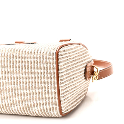 Celine Triomphe Textile Calfskin Striped Small Boston Bag Natural Tan 11 of 11