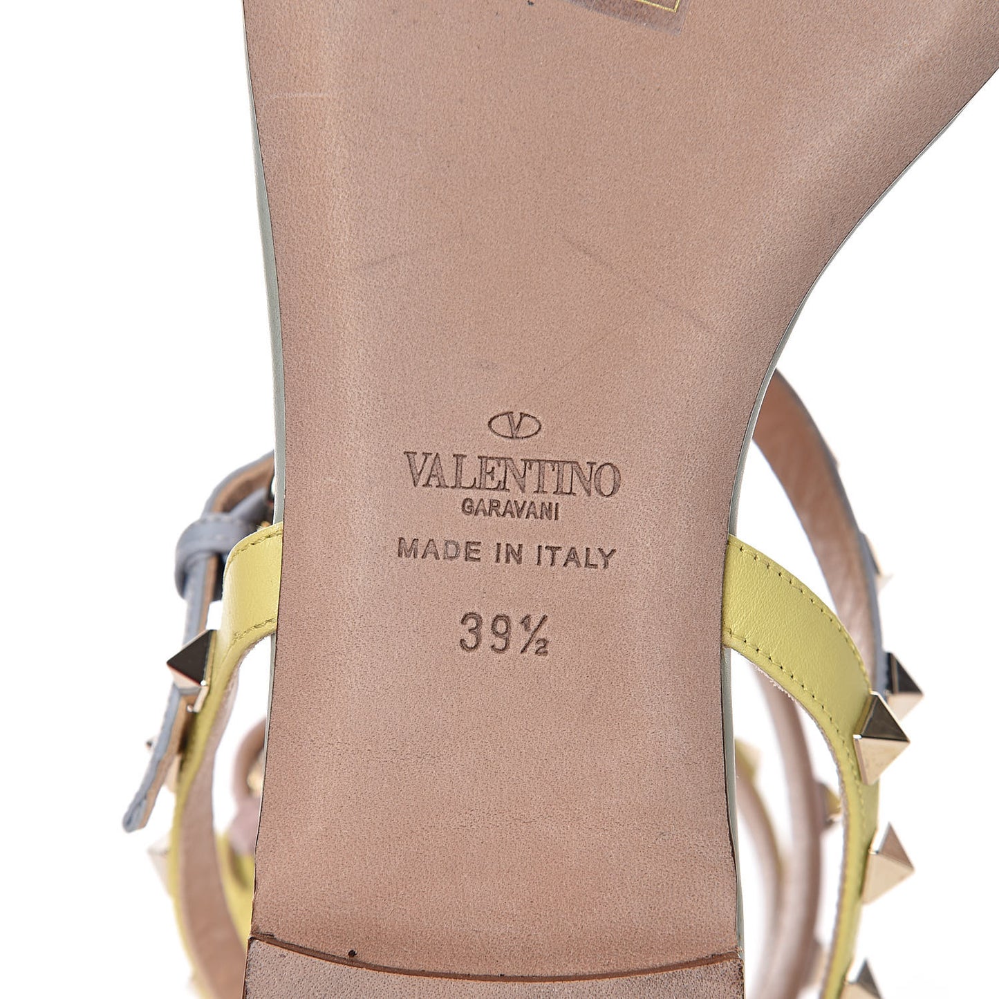 Calfskin Colorblock Rockstud Ankle Wrap Flat Thong Sandals 39.5 Multicolor