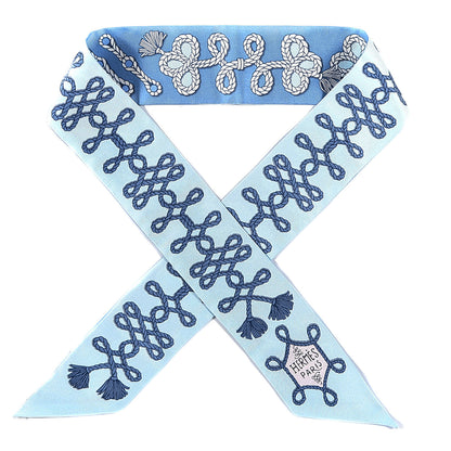 Hermes Silk Galons Et Brandebourg Twilly Ciel Ocean White 1 of 4