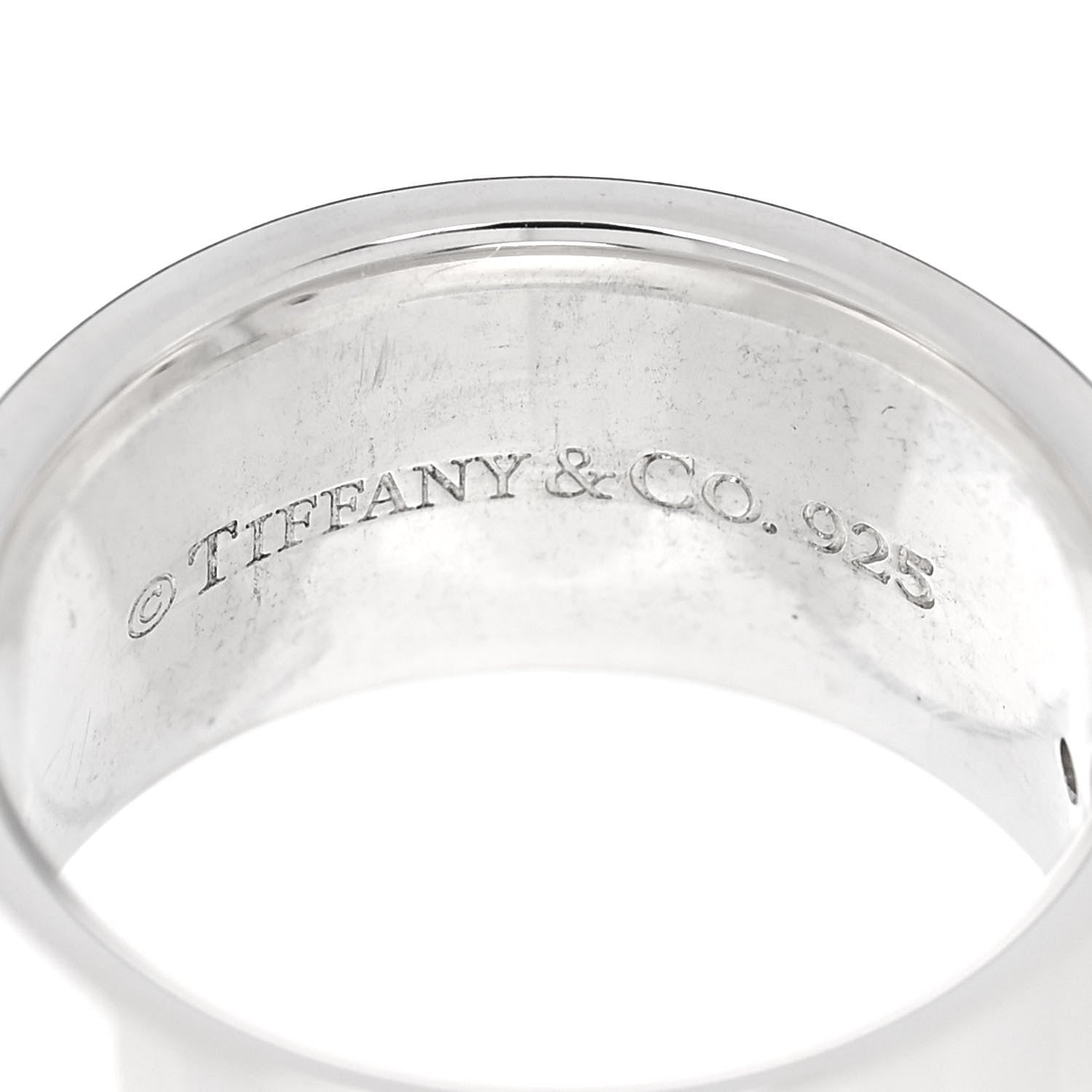 Tiffany Sterling Silver Diamond Wide Locks Band Ring 47 4 4 of 5