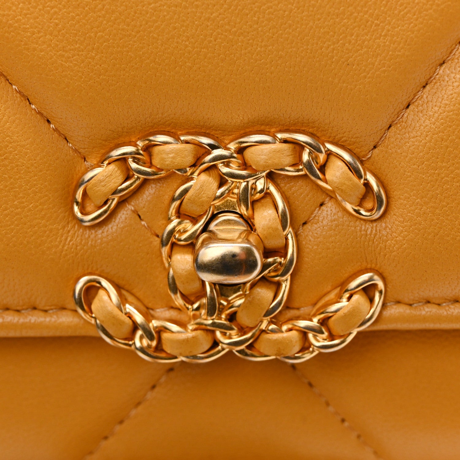 Chanel Lambskin Quilted Chanel 19 Wallet On Chain WOC Yellow 13 of 14