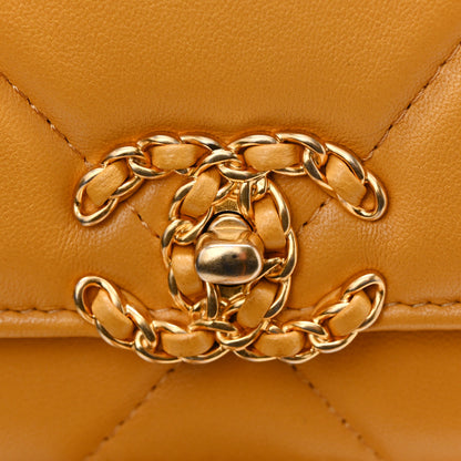 Chanel Lambskin Quilted Chanel 19 Wallet On Chain WOC Yellow 13 of 14