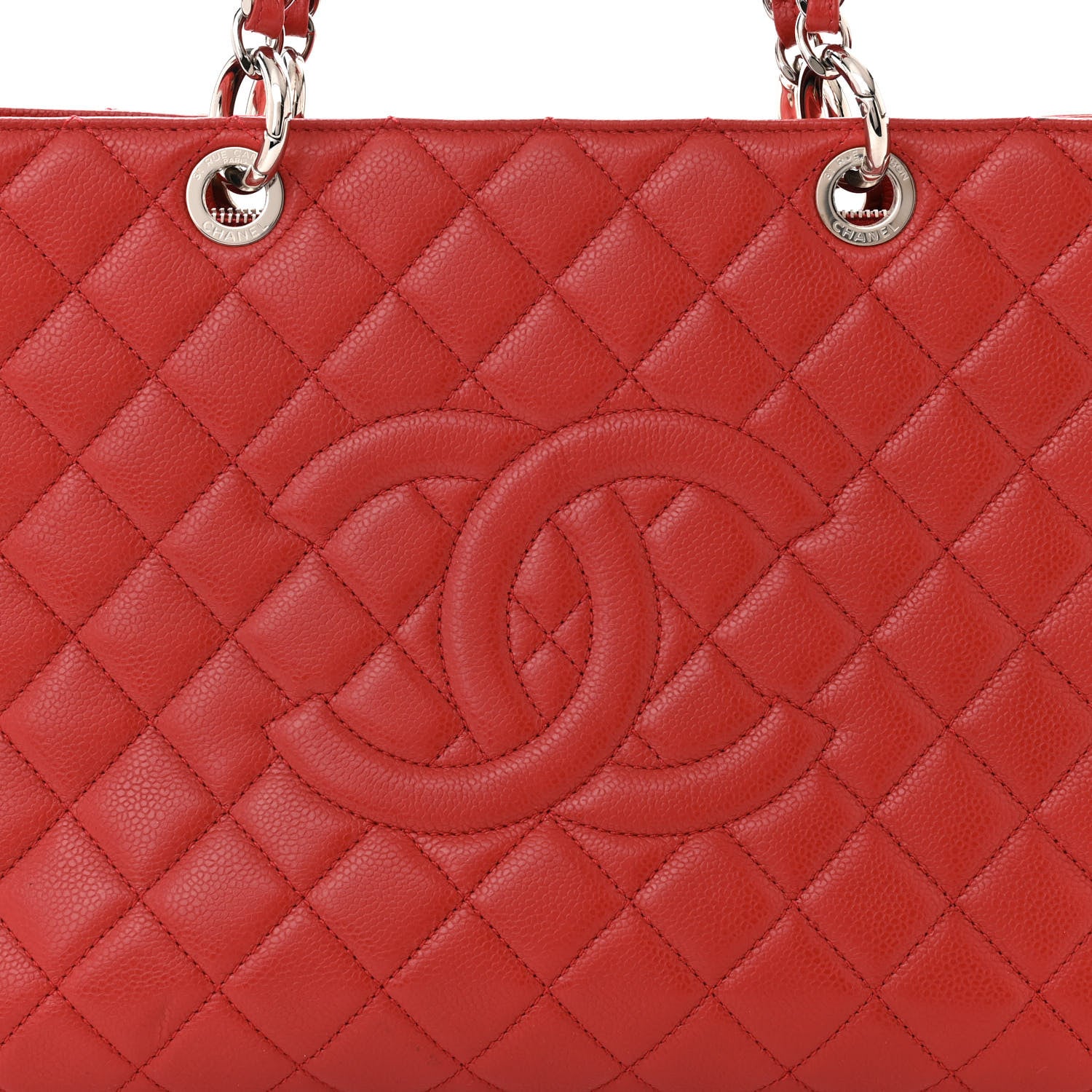 Chanel Caviar Quilted XL Grand Shopping Tote GST Red 8 of 12