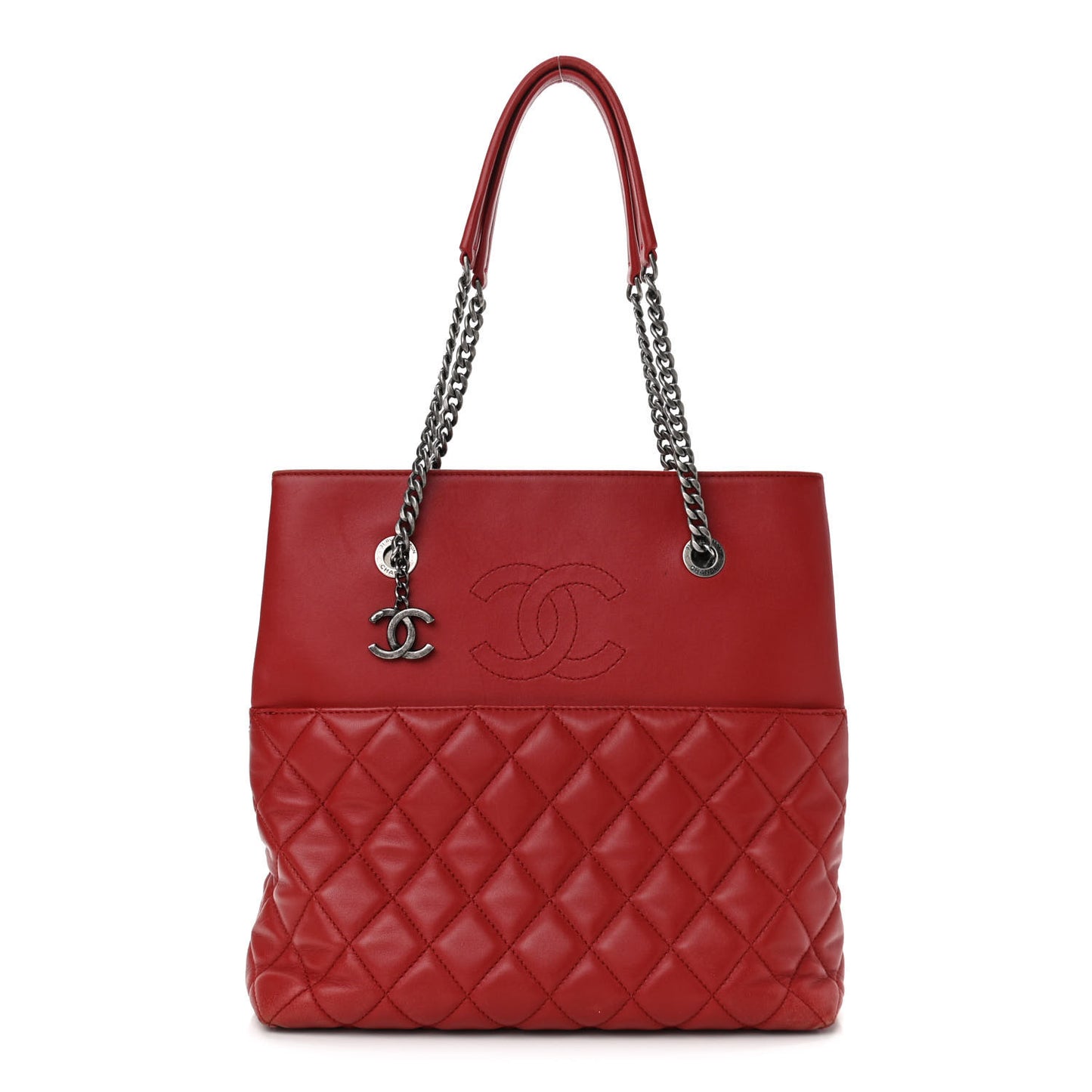 Lambskin Quilted Small Urban Delight Tote Red