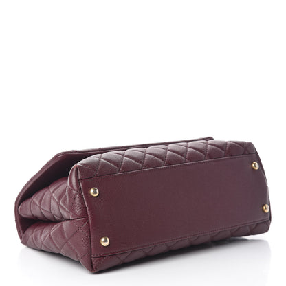 Chanel Caviar Elaphe Quilted Small Coco Handle Flap Burgundy 4 of 14