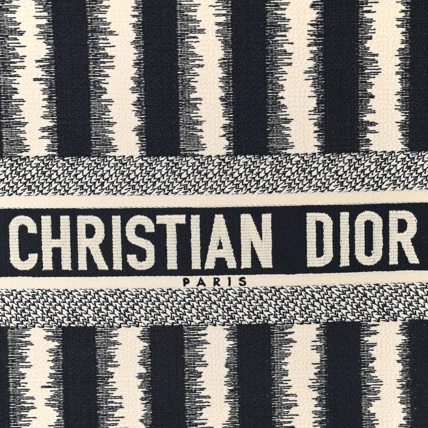 Christian Dior Canvas Embroidered Large Striped Book Tote Navy 8 of 10