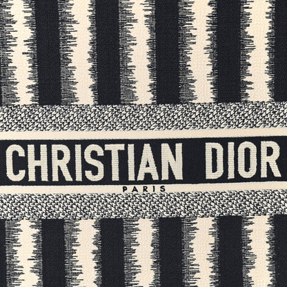 Christian Dior Canvas Embroidered Large Striped Book Tote Navy 8 of 10