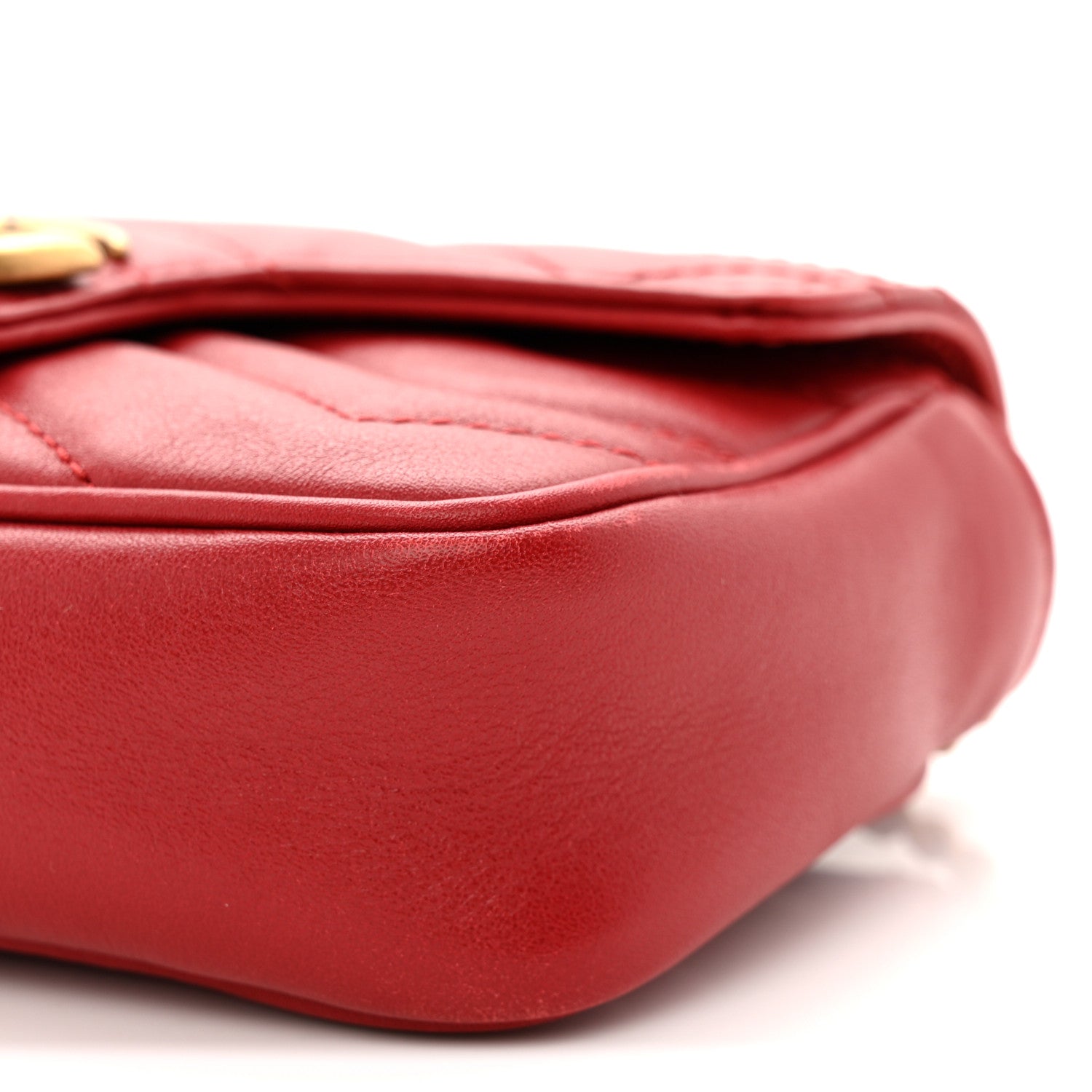 Gucci Calfskin Matelasse Super Mini GG Marmont Shoulder Bag Hibiscus Red 10 of 12