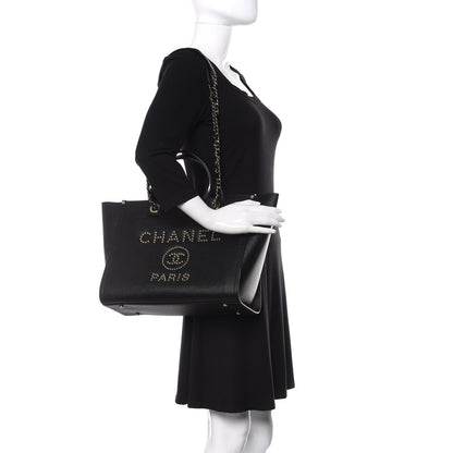 Chanel Caviar Small Studded Deauville Tote Black 2 of 11