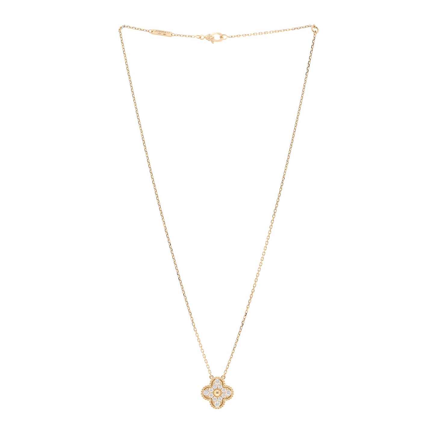 18K Yellow Gold Diamond Vintage Alhambra Pendant Necklace