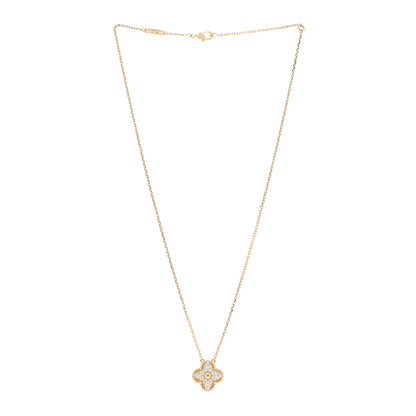 Van Cleef & Arpels 18K Yellow Gold Diamond Vintage Alhambra Pendant Necklace 3 of 5