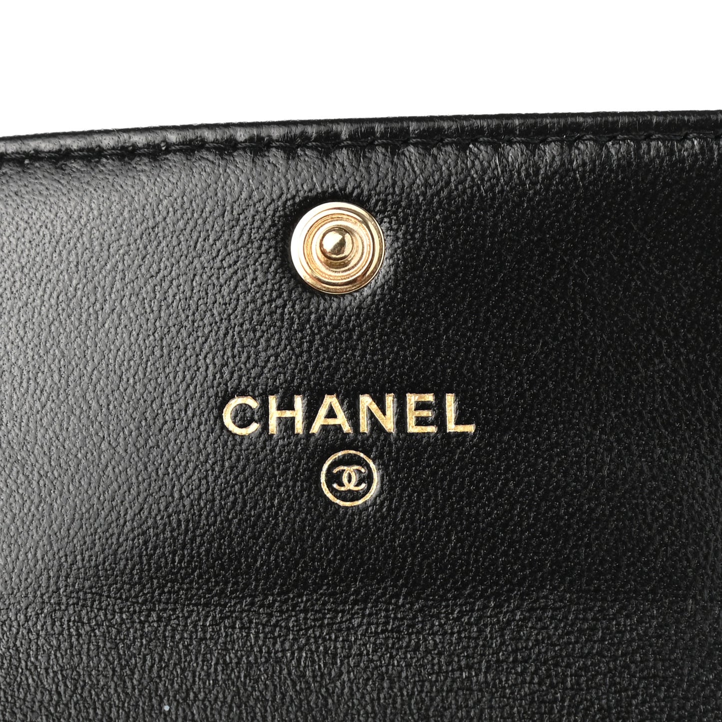 Lambskin Quilted Flap Card Holder Wallet Black