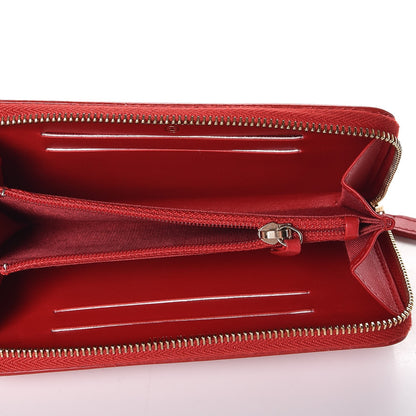 Chanel Caviar Quilted Small Filigree Zip Around Wallet Red 5 of 10