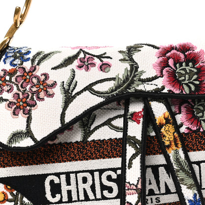 Christian Dior Canvas Embroidered Petites Fleurs Saddle Bag White Multicolor 8 of 10
