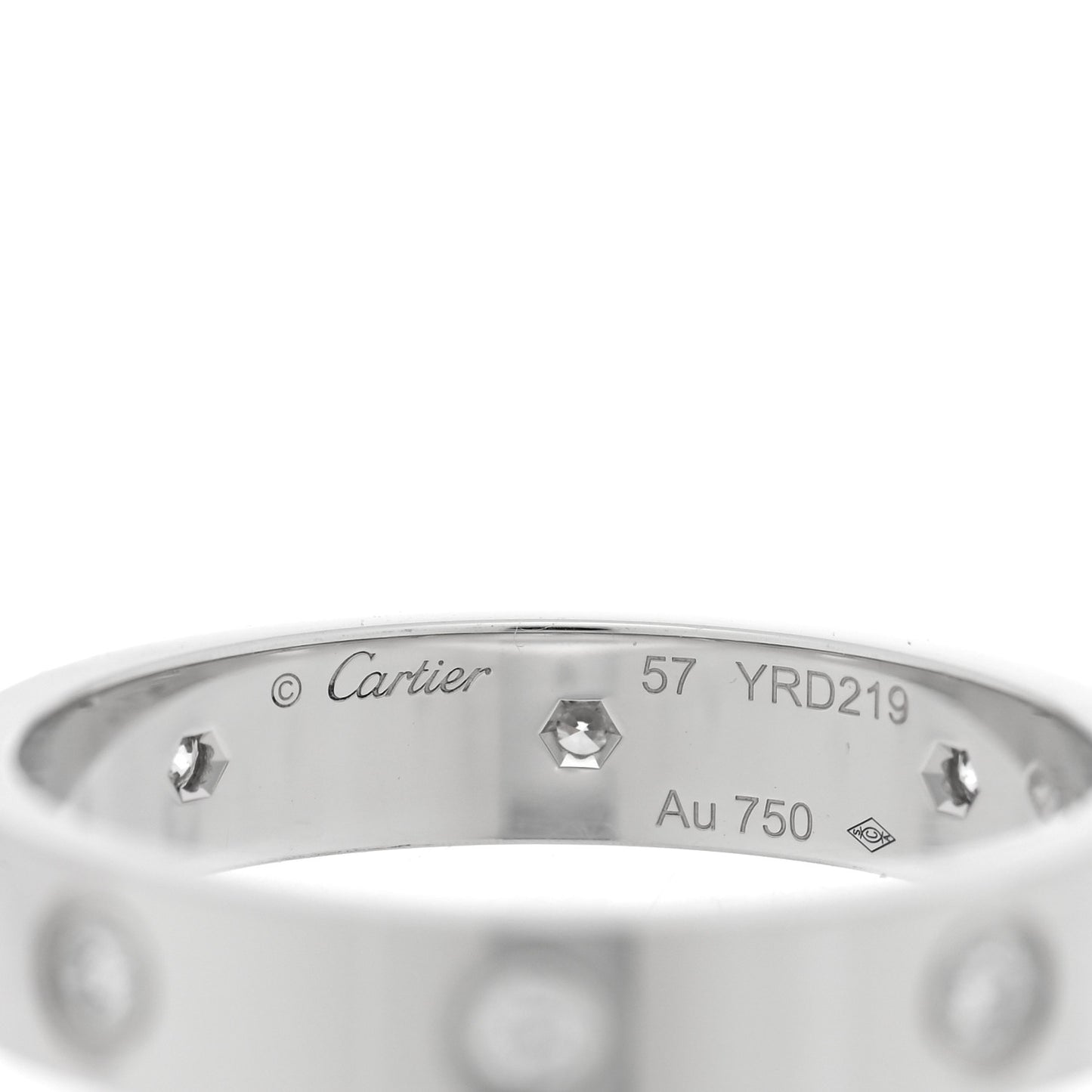 18K White Gold 8 Diamond 4mm Wedding Band LOVE Ring 57 8