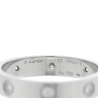 Cartier 18K White Gold 8 Diamond 4mm Wedding Band LOVE Ring 57 8 4 of 5